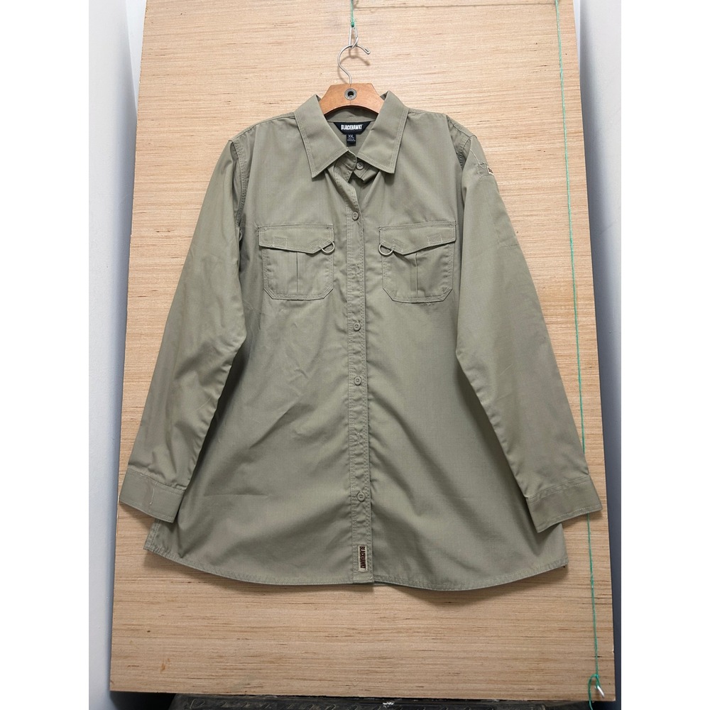 Blackhawk Mens XXL‎ Khaki Tan Ripstop Tactical Long Sleeve Button Down Shirt